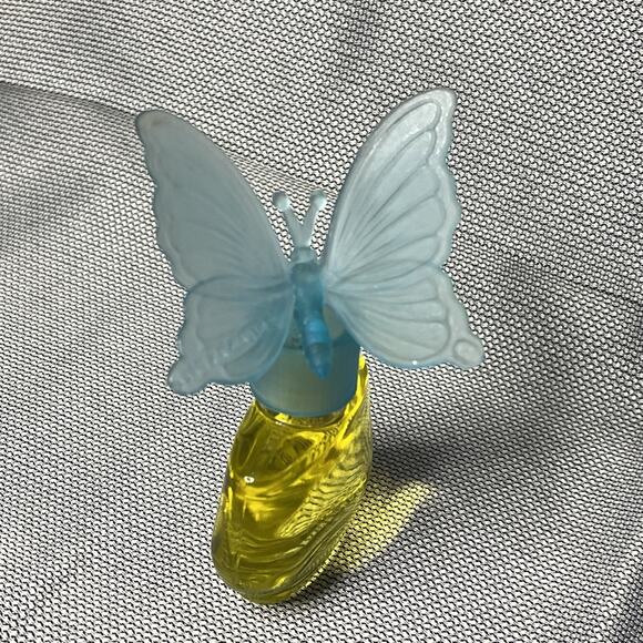 Vintage Delegar Forget Me Not Mini Perfume Blue Butterfly Cap .5 fl oz 1985 Rare - Picture 1 of 4